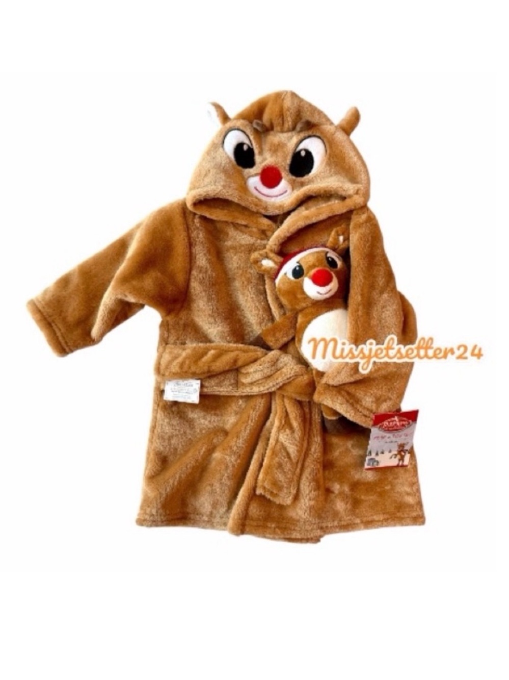 Rudolph the Red Nose Reindeer Baby Robe Plush Toy Set 0-9 Months Rashti & Rashti